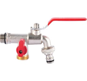 Resim Youmex 20mm Bakır Su Arıtma Bahçe Musluğu - Bölünebilir Kalın Gövde, Kırmızı Valf, Tek Açık Çıkış 
