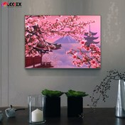 Resim 1 adet Sakura Yapay Elmas Boyama, Japon Fuji Dağı Kiraz Çiçeği Çiçekleri DIY Pembe Taşlar Sahte Elmas Boyama Seti, Ev Odası Dekorasyon Hediyeleri için (29.97*39.88cm) 