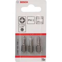 Resim Bosch - 3'Lü Paket - Ekstra Sert Seri Vidalama Ucu - Ph 1, 25 Mm 