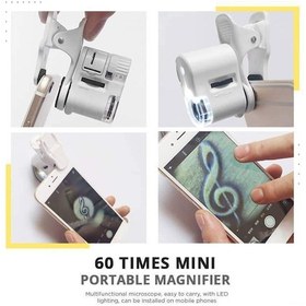 Resim Geeroyoo Taşınabilir 60x Büyütmeli Led Mikroskop - Akıllı Telefon Lensli Büyük Ekran Mikroskop, Pil Dahil 