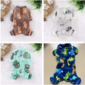 Resim Sonbahar ve Kış İçin Kalınlaştırılmış Flanel Evcil Hayvan Giysileri, Yavru Köpekler ve Yavru Kediler İçin Uygun, Tasma Bağlantısı Dahil, Kapşonsuz, Pilsiz 