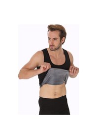 Resim Termal Erkek Siyah Atlet Terletici Özel Polymer Kumaş Sauna Atlet Siyah Korse Siyah 