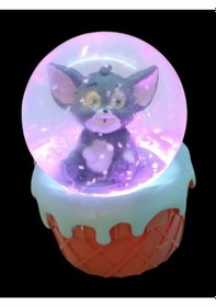 Resim Tom Figürlü 9cmx8cm Ebat Pilli Işıklı Dekoratif Kar Küre 9cm X 8cm 