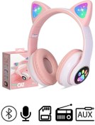 Resim Kensa Kedi Kulağı Bluetooth Kablosuz Kulaklık Detaylı Çocuk Oyuncu Kulaklığı 