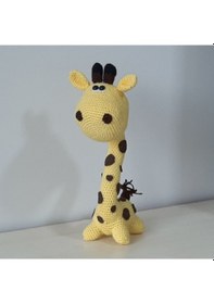 Resim Amigurumi Örgü Oyuncak Zürafaa Sarı 30 Cm 