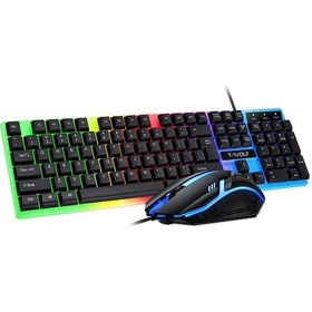 Resim T-Wolf TF230 Ergonomik USB Kablolu RGB Arka Işıklı Klavye Fare Seti 