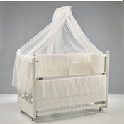 Resim Meltem Kids Mondo Sallanır Ahşap Anne Yanı Beşik 60x120 cm (beyaz-ekru) Ekru 