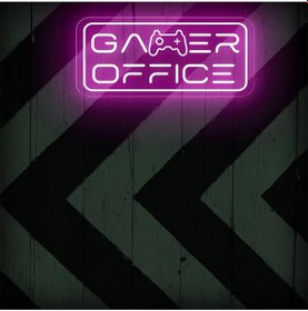 Resim Gamer Offıce Yazılı Ve Şekilli Neon Tabela Pembe 