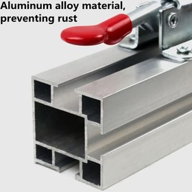 Resim 1 Adet Alüminyum Alaşımlı Ayarlanabilir Testere Masası Mengenesi, Manuel Elektriksiz Tasarım & Kırmızı Güvenlik Kolu ile Hassas Ahşap Kesimi için Güvenli Parça Sıkma - DIY ve Profesyonel Marangozluk için Dayanıklı Metal Çerçeve, Ahşap İşleri için Mengenerler, Parça Tutucu, Metalik Kaplama, Pas Dirençli Malzeme 