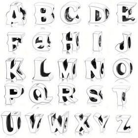 Resim 1 adet 925 Ayar Gümüş Alfabe Harf Boncukları, Orijinal Boncuklar, Bileklik Kendin Yap Takı Yapımı 