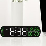 Resim Büyük Dijital İç Mekan Termometresi Alarm Saati, LED Ekran, Ayarlanabilir Parlaklık, Snooze Fonksiyonu, USB Gücü, Sıcaklık ve Nem Ölçümü, 3 AAA Pil Dahil Değil, Yatak Odası Saati, Modern Dekor, Dayanıklı Plastik 
