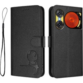 Resim Zte Nubia Music 2 İçin Telefon Kılıfı Çevirme Kapaklı Rfıd Engelleme Manyetik Kartlık Tutucu Ayaklık Pu Deri 