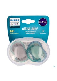 Resim Philips Avent Ultra Air 6 - 18 Ay Erkek Bebek Emziği 2'li Mavi 