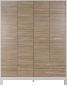 Resim London 4 Kapaklı 2 Çekmeceli Gardırop-meşe-beyaz 159x202x52 Cm Gxyxd 