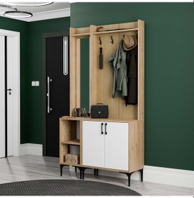 Resim Set 5042-5002 Royal Sol Aynalı 2 Kapaklı 4 Askılı 2 Raflı Portman 