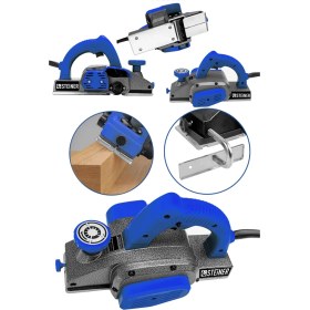 Resim PremiumPort Güçlü 3400W Metal Şanzıman Çift Bıçaklı Planya Rende Mavi 