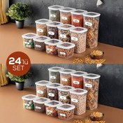 Resim Foly Etiketli Kare Erzak Saklama Kabı 24'lü Set 8x(0,55 Li̇tre, 1,2 Li̇tre, 1,75 Li̇tre) Beyaz Vienev
