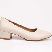 Resim mermaid shoes - Kadın Bej Şık Kısa Kalın Topuklu Stiletto 