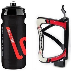 Resim Elite Loli Bisiklet Matarası 600ml Loli Performance Bisiklet Suluğu + Matara Kafesi Siyah - Kırmızı 