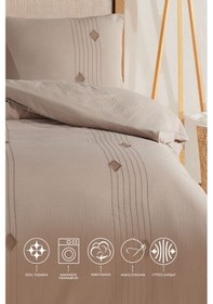 Resim Elart Alva Çift Kişilik Nevresim Takımı 4 Parça Bej Bej 