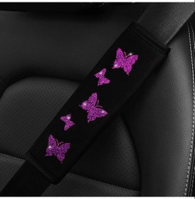 Resim 1. Glitter Pembe Blingling Kumaş Otomotiv Malzemeleri Emniyet Kemeri Omuz Kap Purple Purple 