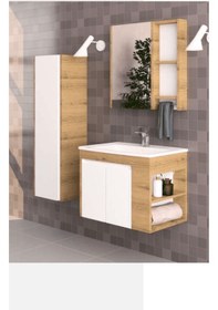 Resim Evros Polo 65 Banyo Dolabı Beyaz - Meşe 