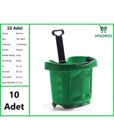 Resim Tekerlekli Plastik Market Alışveriş El Sepeti 40 Litre Yeşil 10 Adet 