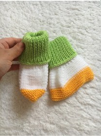 Resim Renkli Bebek Örgü Çorap Çok Renkli 