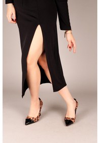 Resim Feles İnce Topuklu Leopar Desenli Stiletto Kadın Ayakkabı Leopar 