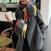 Resim Rahat Yün Karışımı Püsküllü Atkı - Kalın, Sıcak & Rüzgar Geçirmez Fransız Ekose Şal Çok Renkli (Kırmızı, Sarı, Yeşil, Mavi, Mor) "MWD" Etiketiyle - Bayramlık, Noel & Doğum Günü Hediyeleri için Mükemmel Kış Aksesuarı, Kış Atkısı 