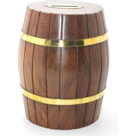 Resim Pirinç Ahşap Fıçı Kumbara 15 Cm Wb538 