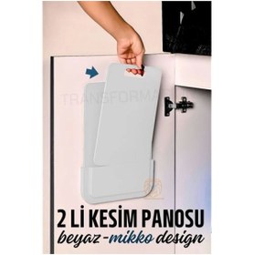 Resim Omarı ModaCar 2 li Kesim Panosu Stantlı Yapışkanlı Kesim Tahtası BEYAZ Mikko Design 