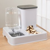 Resim 1set PetFeast 2'si 1 Arada Kedi Yemlik ve Su Dağıtıcı, Büyük Kapasiteli Paslanmaz Çelik ve Plastik Köpek Kasesi, Çıkarılabilir ve Yıkanabilir Bölünmüş Tasarım, Tahıl-Dondurulmuş Gıda Uyumlu, Kediler ve Küçük Köpekler için 