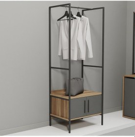 Resim Lagomood Modulago Otel Portmanto Antrasit Ceviz 