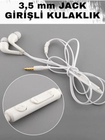 Resim Kensa Samsung Galaxy A12 Uyumlu Mikrofonlu Beyaz Renk 3.5mm Jack Girişli Kulak İçi Kulaklık 