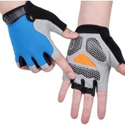 Resim Liangduo Shop Mavi Stil M Boyutu Yaz Yeni Yarım Parmak Bisiklet Eldiven Kayma-Ter Bisiklet Binme Eldiven Şok Mtb Yol Dağ Bisikleti Spor Eldiven (Yurt Dışından) 