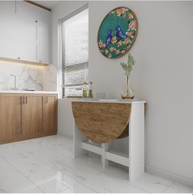 Resim Pratik Katlanır - Açılır Kapanır Yuvarlak Mutfak Yemek Masası 