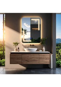 Resim Kaivo Günışığı Lazer Kumlamalı Lavabo & Banyo Aynası Dokunmatik Sensörlü 70 X 45 