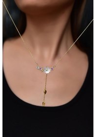 Resim Papatya Silver 925 Ayar Gümüş Altın Kaplama Kardelen Çiçeği Kolye Bileklik Set 
