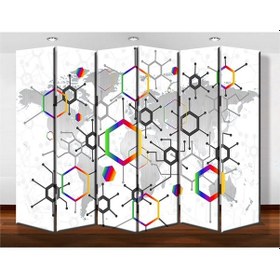 Resim Dekobul Dünya 6 Kanat Tekerlekli Kanvas Paravan 