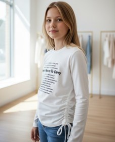 Resim Minimoda Kids Kız Çocuk Yandan Bağcıklı Baskılı Bluz 