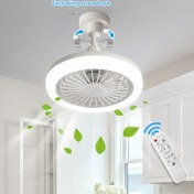 Resim Küçük Akıllı Fan Işığı, Uzaktan Kumandalı 10 İnç Soket Fan Işığı, 25W Üç Hızlı Rüzgar Hızı, 3 Renk 3000K-6500K Ayarlanabilir LED Ampul Fan Vida Stili Tavan Fanı Yatak Odası, Mutfak, Dolap, Gardırop, Küçük Tavan Fanı Işık - Beyaz, E26/E27 Işık Tabanı 