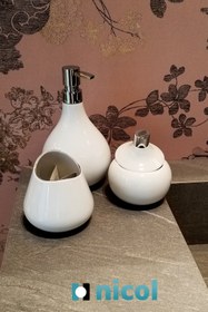 Resim Nicol Irıs Tezgah Üstü Pamukluk Beyaz Porselen 