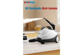 Resim Navpro Buharlı Temizlik Makinası 2445 W Beyaz Renk Ev ve Ofis Temizliği için Aksesuarlar 