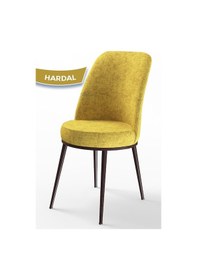 Resim Canisa Dexa Serisi, Üst Kalite Mutfak Sandalyesi,4 Adet Hardal Sandalye, Metal Kahverengi Iskeletli Sandalyeler Hardal Ayaklar Kahve 