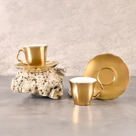 Resim Aryıldız Stellar Gold 4 Parça 2 Kişilik Türk Kahve Fincan Takımı 90 ml 
