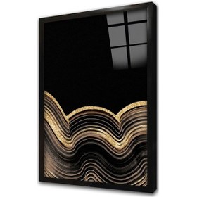 Resim Siyah Altın Soyut Iıı Çerçeveli Cam Tablo-172047 