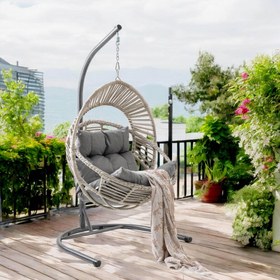 Resim Capri Swing Nobel Tekli Rattan Bahçe Balkon Salıncağı - Açık Kahve 