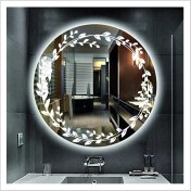 Resim Dnr-Mirror90 Cm Beyaz Ledli Tasarım Kumlamalı Banyo Aynası Makyaj Aynası Işıklı Ayna 