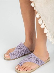 Resim rabellashoes Rabella Marina Dantel Parmak Arası Terlik Mor 